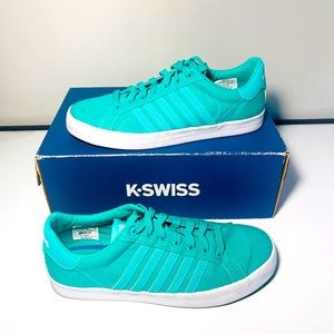 $$SOLD$$ K-Swiss Womens Sneakers Shoes Pool Green White Canvas Low Size 7 1/2